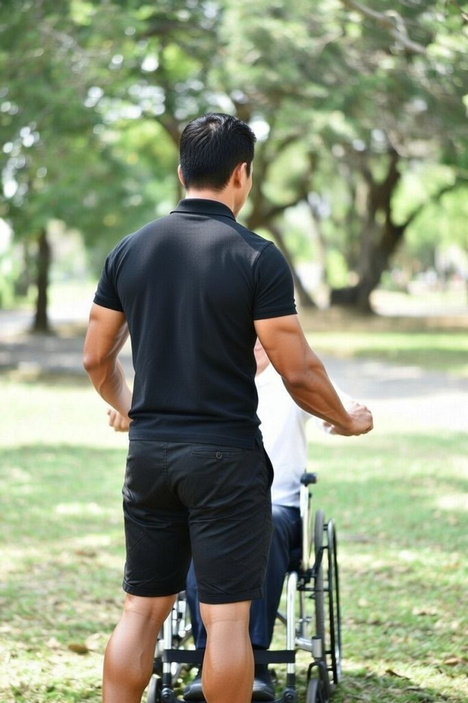 Exercise physiologist treating disabled lady